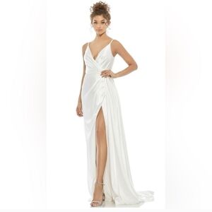 Mac Duggal 12443 Sleeveless Faux Wrap Draped Gown